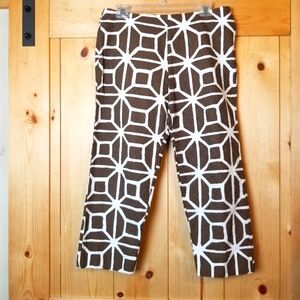 Trina Turk LA Moss 2 Textured Geometric Bold Print Straight Leg Cropped Pant